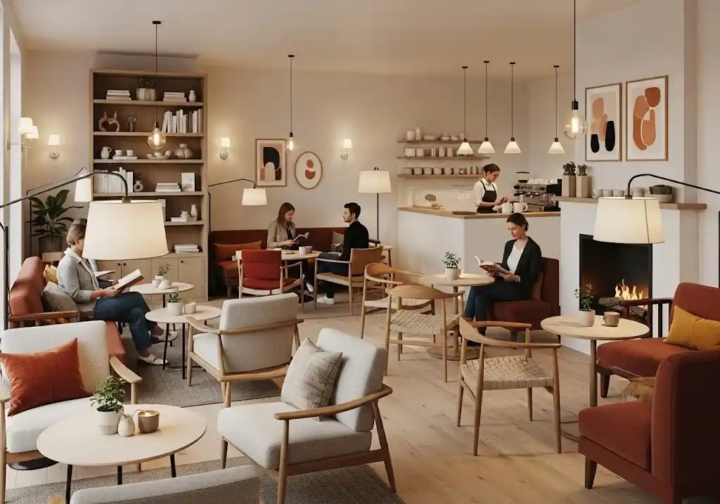 Cafe minimalis bernuansa rumah hangat akrab dan serasa di rumah sendiri