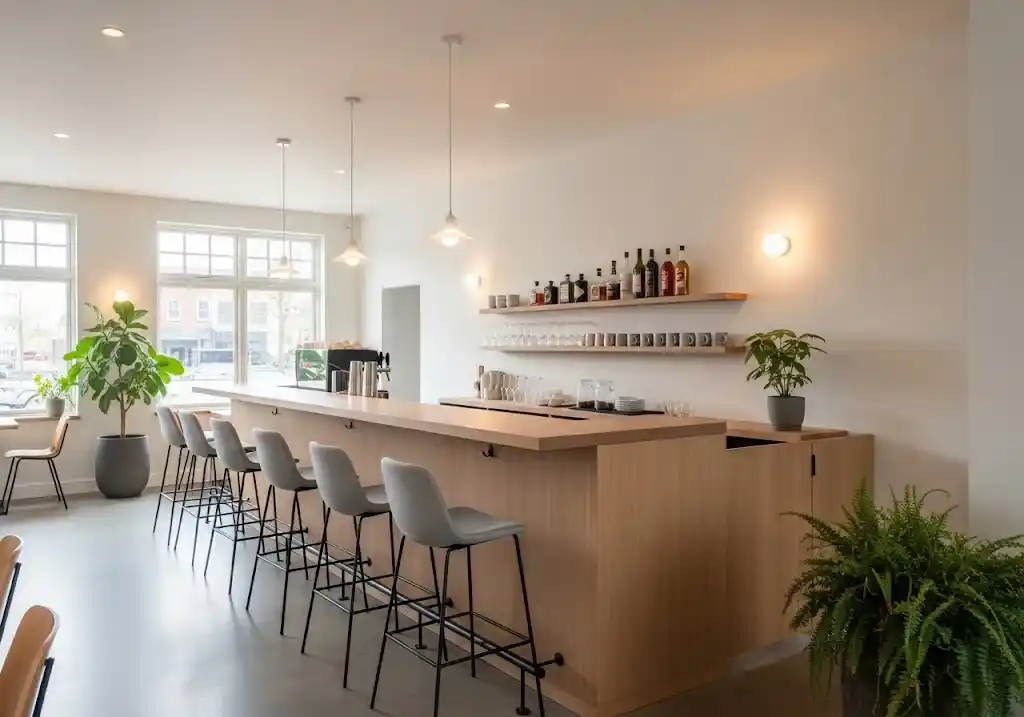 Cafe minimalis dengan konsep bar area untuk suasana santai nan stylish