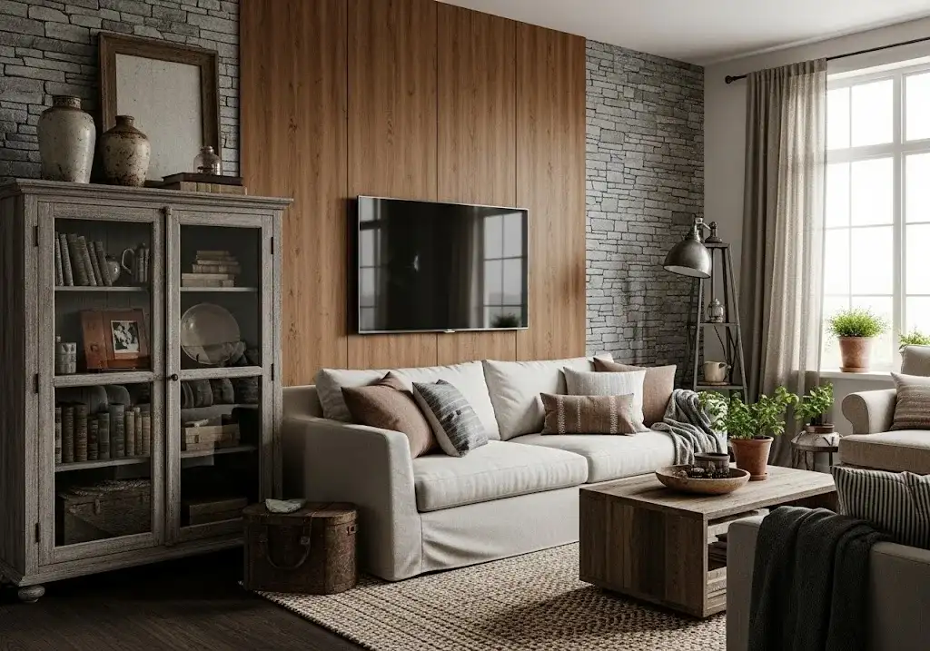 Desain Interior Rumah Berkonsep Rustic Farmhouse