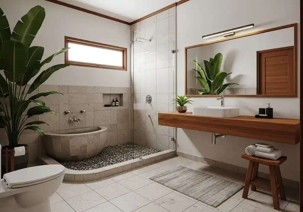 Desain kamar mandi tradisional pedesaan