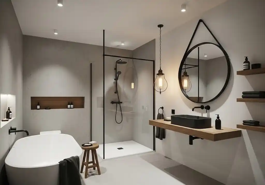 Desain kamar mandi bergaya industrial