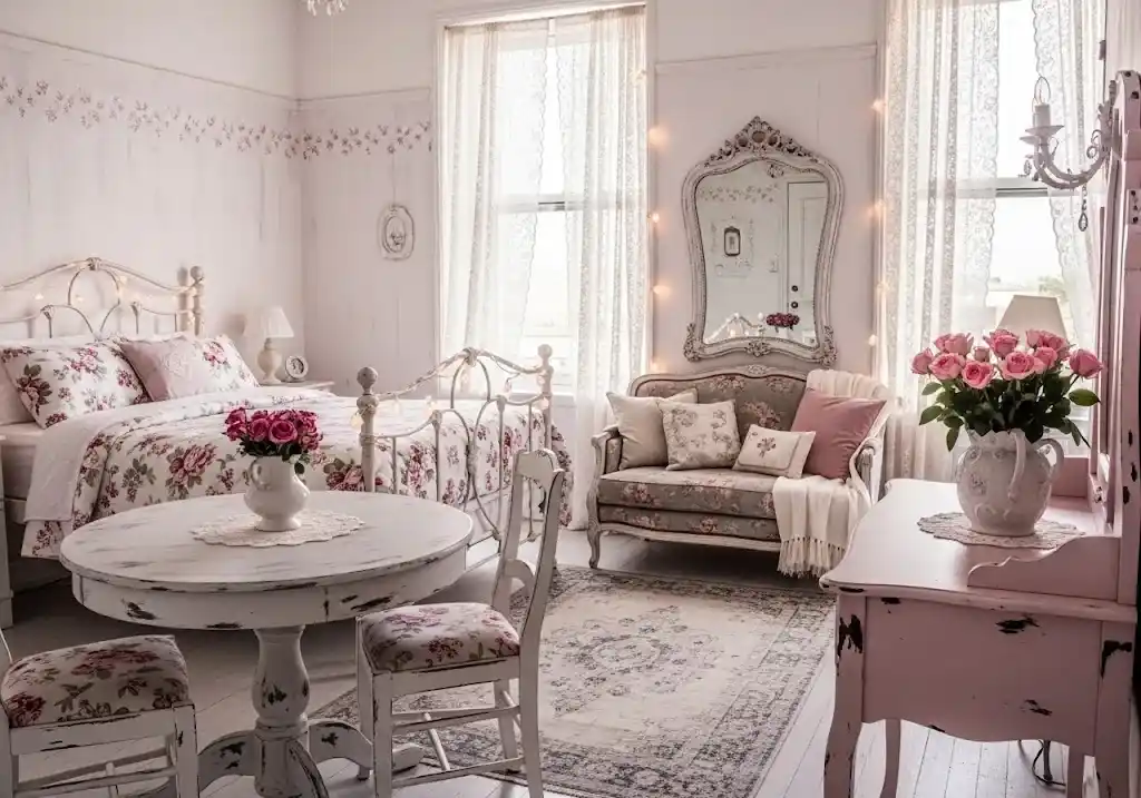 Desain Apartemen Studio Bergaya Shabby Chic