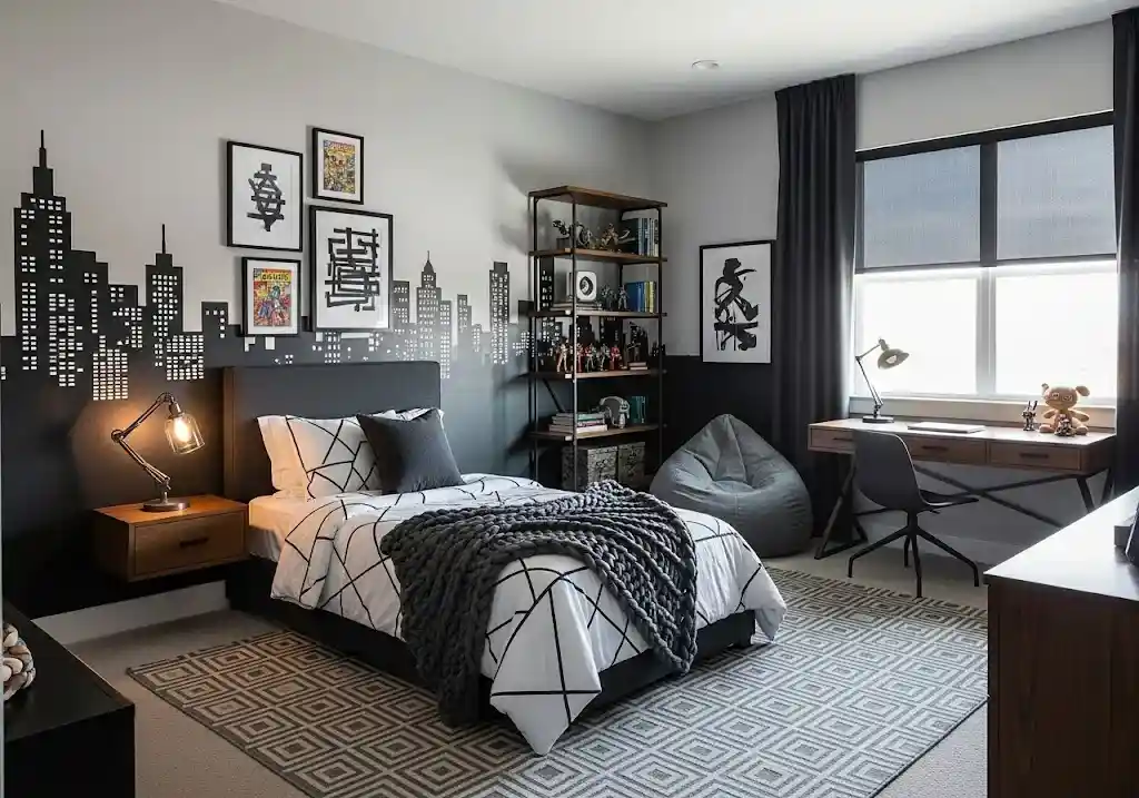 Rekomendasi desain interior kamar remaja dengan aksen gelap