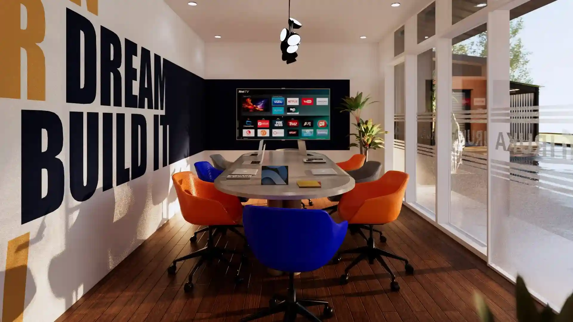 Desain ruang meeting yang mencerminkan brand