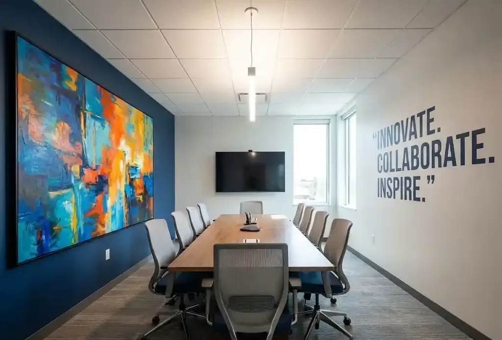 Sentuhan dekorasi yang memperkuat kesan perusahaan