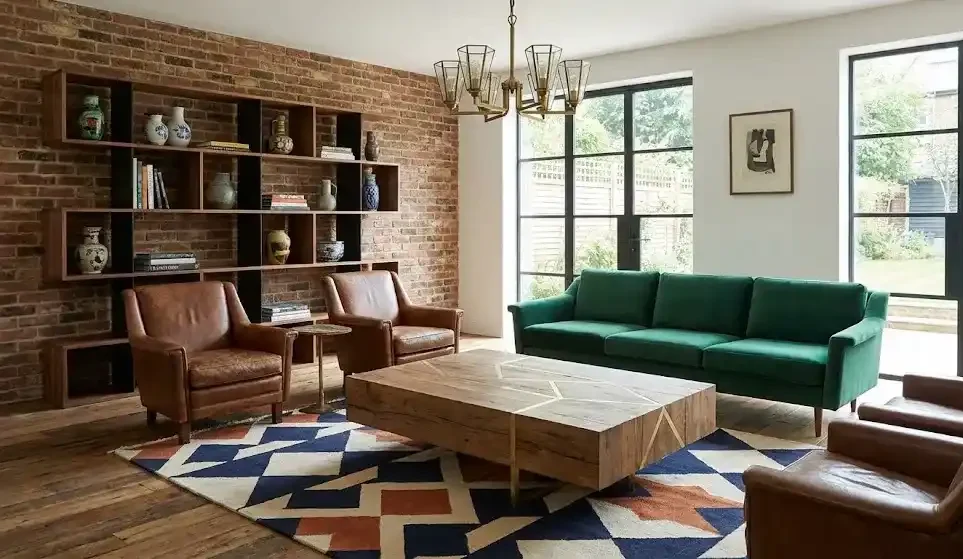 Interior motif vintage pola geometris