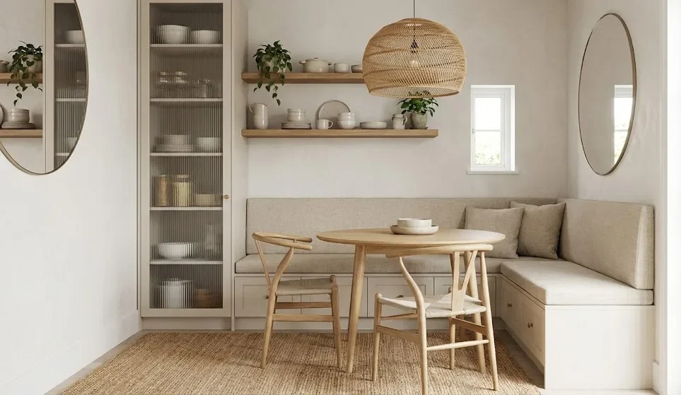 Desain ruang makan Kecil yang stylish dan fungsional