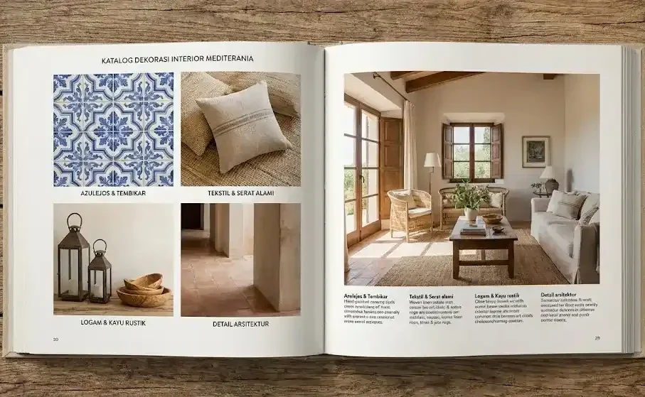 Variasi gaya mediterania dengan desain interior