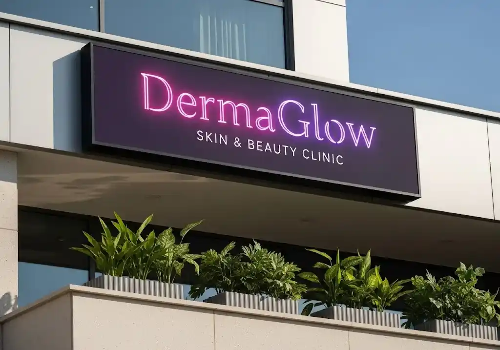 Contoh Signage Tradisional Derma Glow