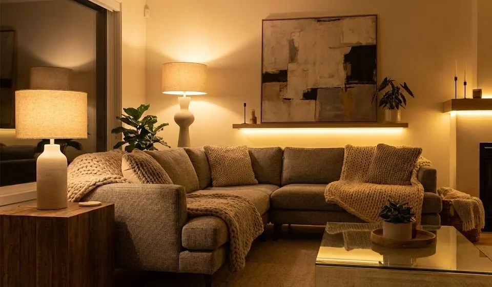 Contoh warna lampu yang sesuai untuk ruang tamu.